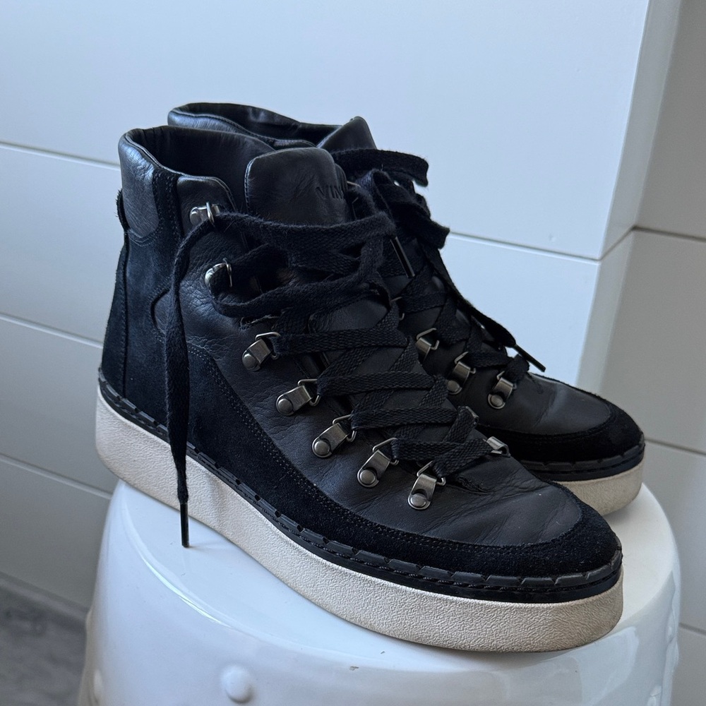 Vince Soren Black and White High-Top Sneakers